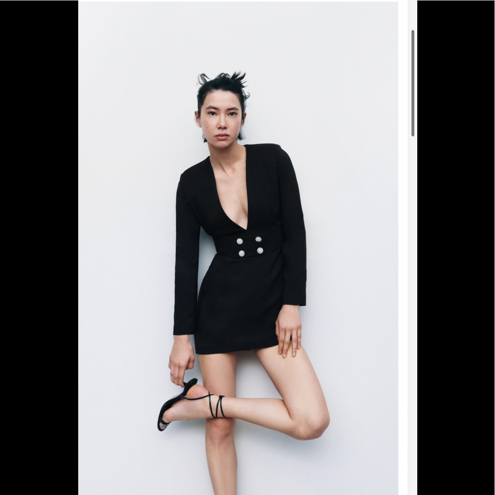 PEARL APPLIQUÉ BELTED BLAZER DRESS